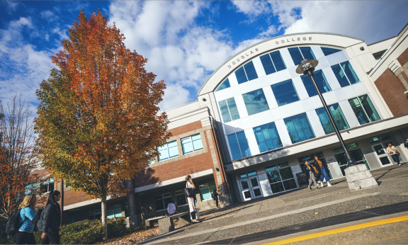 Douglas College campus exterior with threes